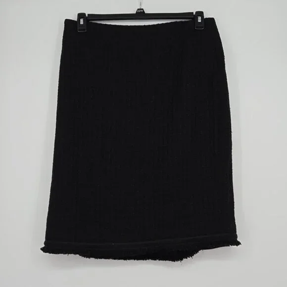 Talbots Tweed Elegant Black Women's Skirt Slit In Back Plus Size Curvy Size 16 - Picture 3 of 9